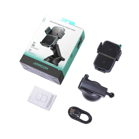 Uchwyt na telefon z ładowarką indukcyjną na deskę rozdzielczą - czarny