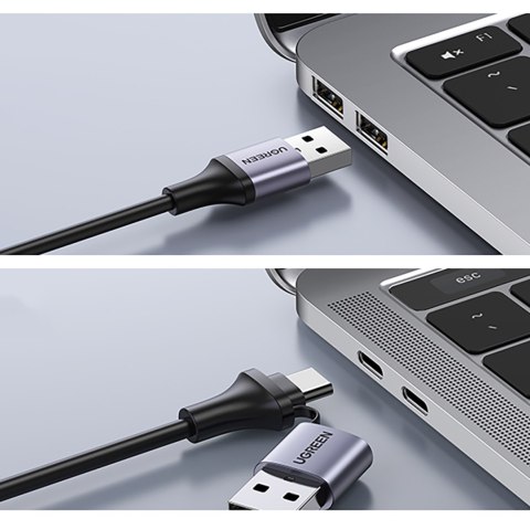Adapter przejściówka HDMI (żeński) - USB-A / USB-C (męski) - szary