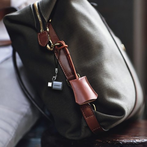 Adapter przejściówka USB-C (męski) - USB-A 3.0 (żeński) ze smyczą - szary