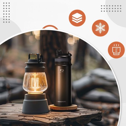 Butelka bidon termiczny rowerowy na napoje 620ml stalowy - czarny