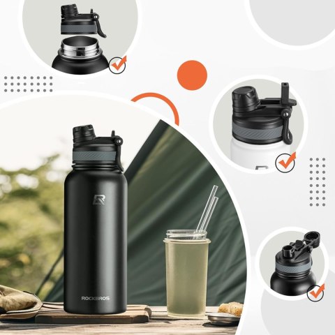 Butelka bidon termiczny rowerowy na napoje 620ml stalowy - czarny