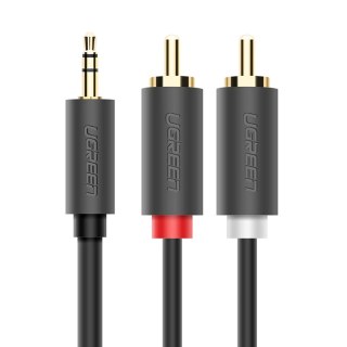 Kabel przewód audio 3.5mm minijack (męski) - 2RCA (męski) 2m - szary