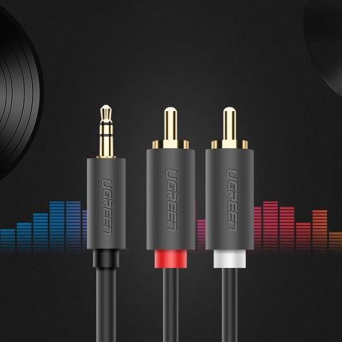 Kabel przewód audio 3.5mm minijack (męski) - 2RCA (męski) 3m - szary