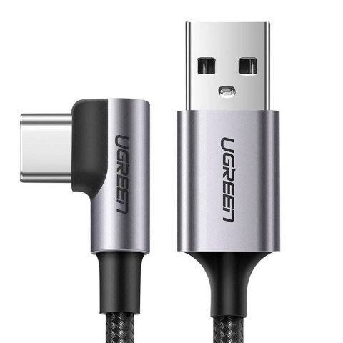 Kabel przewód kątowy USB-A - USB-C 3A 3m - szary