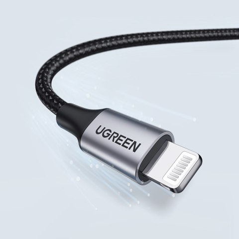 Kabel przewód w oplocie USB-A - iPhone Lightning MFi 1.5m - czarny
