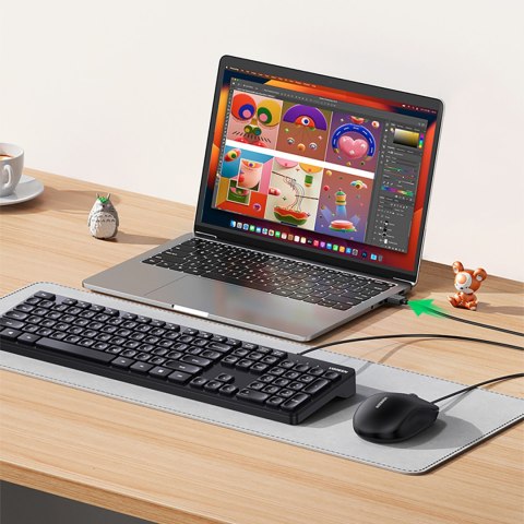 Klawiatura przewodowa z Num Lock do Windows MacOS iOS Linux 1.5 m - czarna