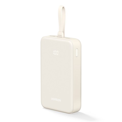 Powerbank 20000mAh 22.5W USB-C USB-A wbudowany kabel USB-C - biały