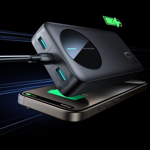 Powerbank JR-PBF14 20000mAh 2.4A 2x USB-A 1x USB-C - czarny