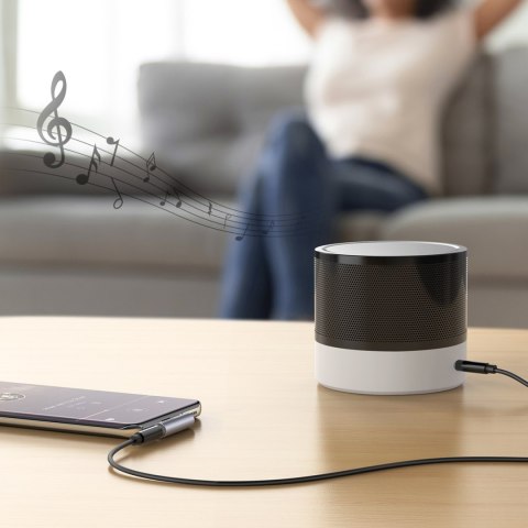 Przejściówka adapter kątowy audio USB-C (męski) - minijack 3.5mm (żeński) - szary