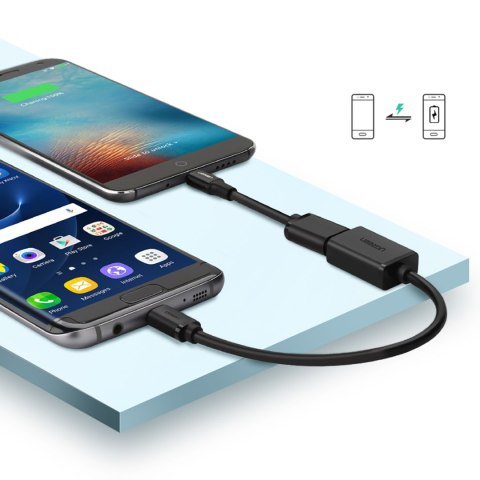 Przejściówka adapter micro USB (męski) - USB-A (żeński) OTG płaski 0.15m - czarny