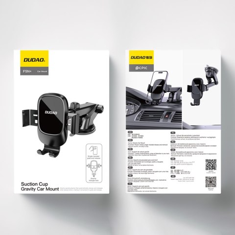 Uchwyt grawitacyjny na smartfona F5N+ z przyssawką na kokpit szybę - czarny