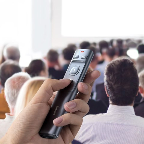 Wskaźnik laserowy z pilotem do prezentacji do 100m WiFi 2.4GHz USB-A/C - szary