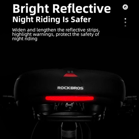 Wygodne komfortowe siodełko rowerowe z odblaskami - czarno-czerwone