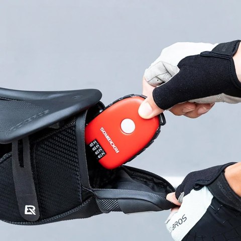 Zapięcie blokada rowerowe z linką zwijaną i zamkiem szyfrowym - czerwone