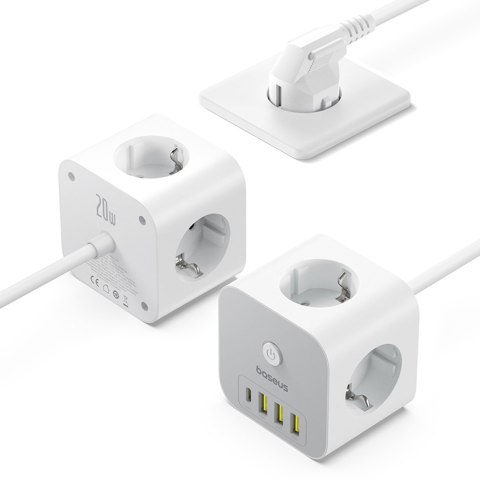 7w1 Listwa zasilająca KOSTKA PowerCombo 3x AC / 3x USB-A / 1x USB-C 20W 1.5 m - biała