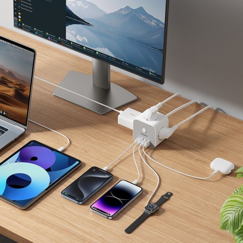 7w1 Listwa zasilająca KOSTKA PowerCombo 3x AC / 3x USB-A / 1x USB-C 20W 1.5 m - biała