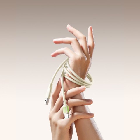 Kabel przewód USB-A - USB-C z fluorescencyjną końcówką 3A 2m - beżowy