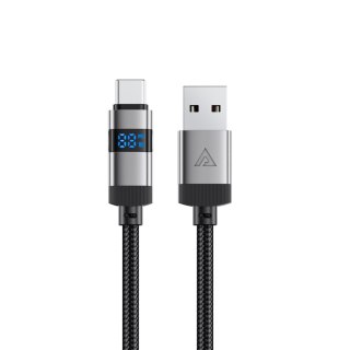 Kabel przewód USB-A - USB-C z wyświetlaczem 480Mb/s 66W 1.2m - czarny