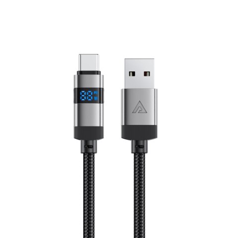 Kabel przewód USB-A - USB-C z wyświetlaczem 480Mb/s 66W 1.2m - czarny