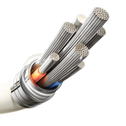 Kabel przewód USB-A - iPhone Lightning z fluorescencyjną końcówką 1.2m - beżowy