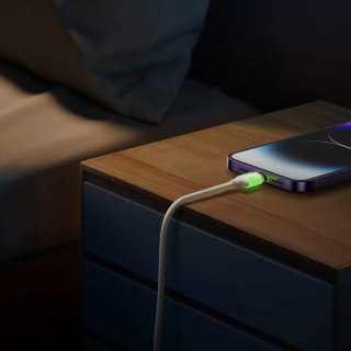 Kabel przewód USB-A - iPhone Lightning z fluorescencyjną końcówką 3A 2m - beżowy