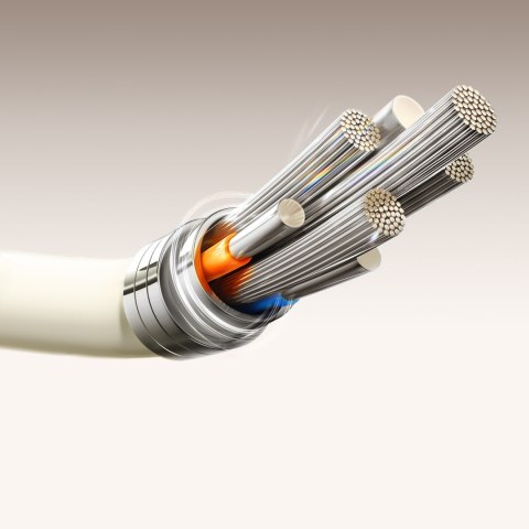 Kabel przewód USB-C - USB-C z fluorescencyjną końcówką 60W 1.2m - beżowy