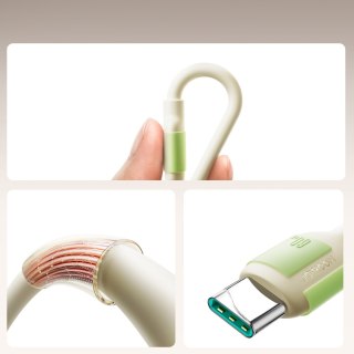 Kabel przewód USB-C - USB-C z fluorescencyjną końcówką 60W 2m - beżowy