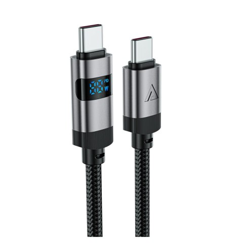Kabel przewód USB-C - USB-C z wyświetlaczem 480Mb/s 66W 1.2m - czarny