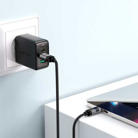 Kabel przewód USB-C - USB-C z wyświetlaczem 480Mb/s 66W 1.2m - czarny