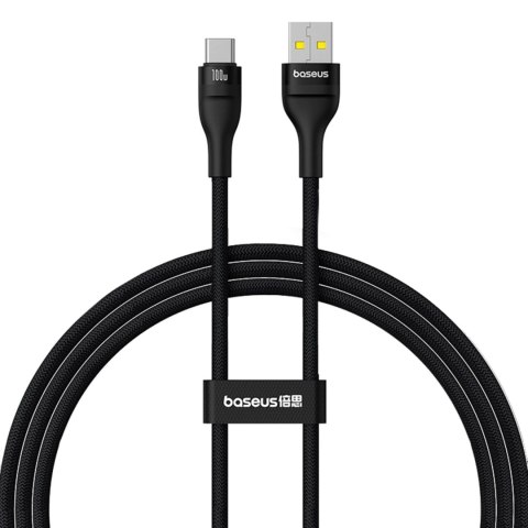 Kabel przewód wytrzymały Flash 2 USB-A - USB-C 100W 1m - czarny