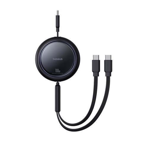 Kabel przewód zwijany USB-C - 2 x USB-C Bright Mirror Series 100W 1m - czarny