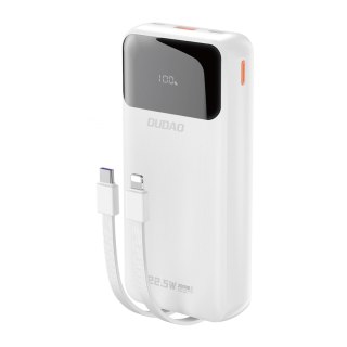 Powerbank 20000mAh z wbudowanymi kablami iPhone Lightning USB-C USB-A 22.5W PD - biały