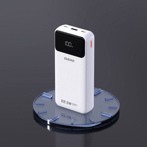 Powerbank 20000mAh z wbudowanymi kablami iPhone Lightning USB-C USB-A 22.5W PD - biały