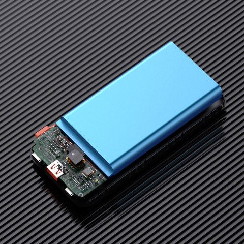 Powerbank 20000mAh z wbudowanymi kablami iPhone Lightning USB-C USB-A 22.5W PD - czarny