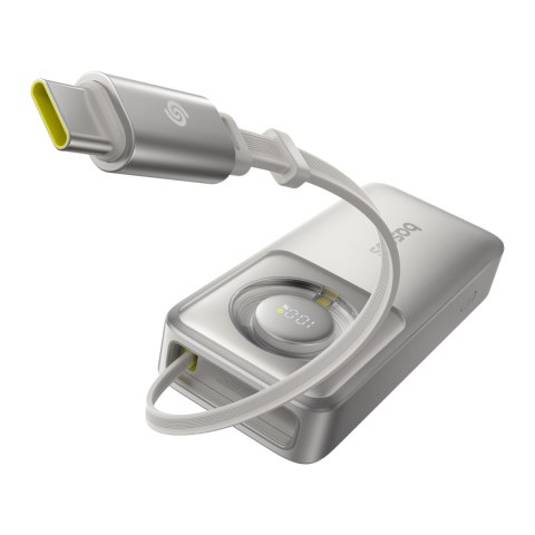 Powerbank Free2Pull 10000mAh 30W z portem USB-C i rozwijanym kablem USB-C - szary