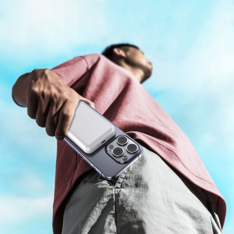 Powerbank magnetyczny 10000 mAh z kablem USB-C 25 cm - biały