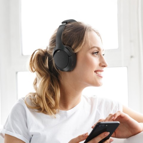 Słuchawki nauszne H6 ANC bezprzewodowe Bluetooth 5.3 IPX4 - czarne
