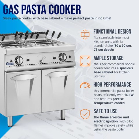 Warnik do makaronu makaroniarka na gaz propan butan / LPG / ziemny 4 x 4 kW