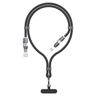 4w1 Kabel przewód smycz USB-A / USB-C / iPhone Lightning PD QC 65W 1.5m - czarny