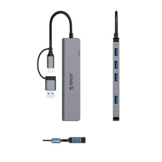 Hub YSA7-U3 stacja dokująca USB-A / USB-C na USB-A USB-C - szary