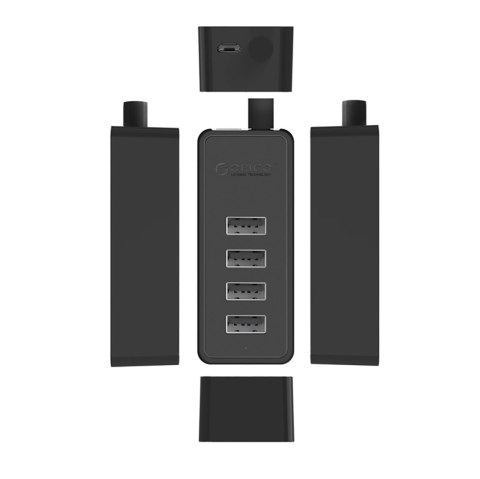 Hub rozdzielacz W5P-U2-030 4x USB-A 30cm - czarny