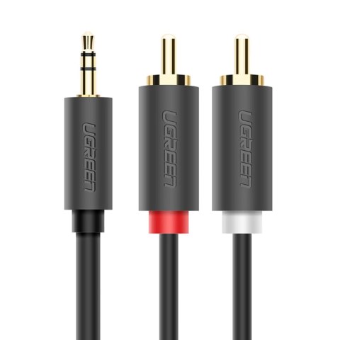 Kabel przewód audio 3.5 mm mini jack (męski) - 2RCA (męski) 1m - szary