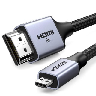Kabel przewód micro HDMI - HDMI 2.1 8K 1m - szary