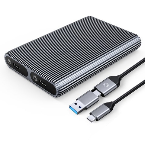 Kieszeń obudowa AM2C3-2SN na dwa dyski M.2 SATA+NVME USB-C 10Gb/s - szara