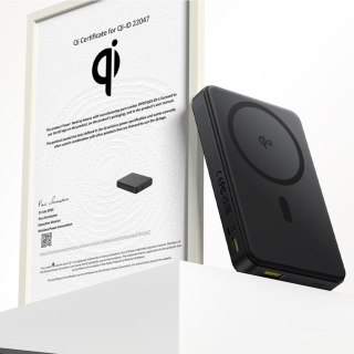 Powerbank Airpow II 10000mAh Qi2 MagSafe 22.5W z kablem USB-C 20V 3A 30cm - czarny