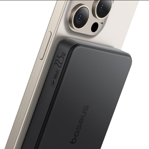 Powerbank Airpow II 10000mAh Qi2 MagSafe 22.5W z kablem USB-C 20V 3A 30cm - czarny