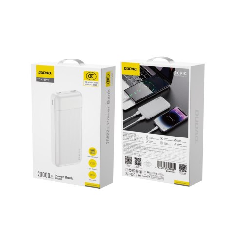 Powerbank K18 Pro 20000mAh USB-A / USB-C / Micro USB - biały