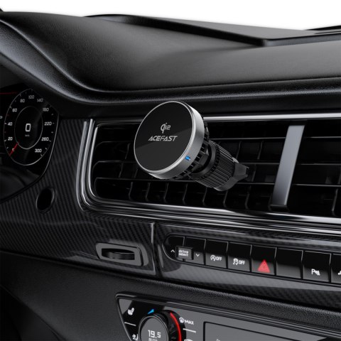 Uchwyt samochodowy z ładowarką magnetyczną do telefonu na kratkę nawiewu 15W - czarny