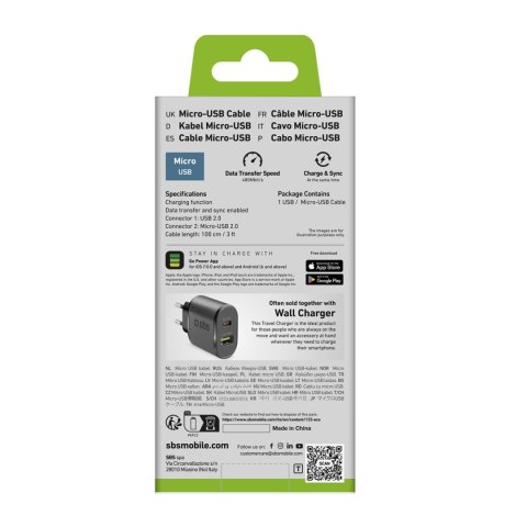 Kabel przewód USB-A - Micro-USB 1m - czarny