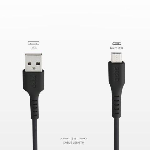Kabel przewód USB-A - Micro-USB 1m - czarny